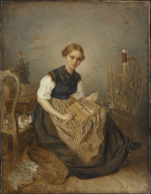 A Girl Carding, 1856, Kilian Zoll