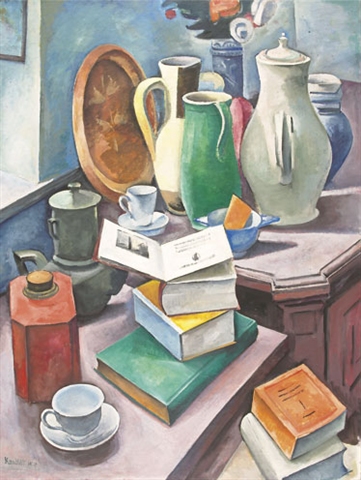 Stilleben mit Büchern und Krügen, 1920, Alexander Kanoldt