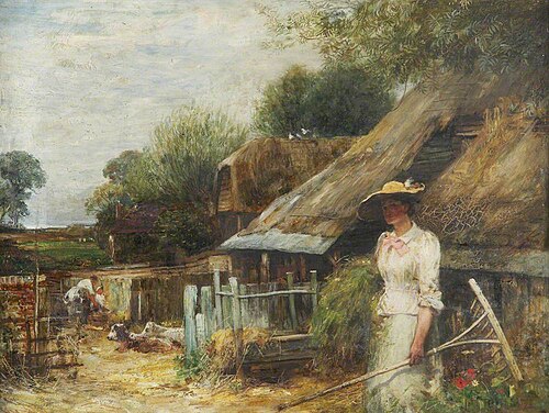 Farmyard, Girl in a White Dress, 1898, John Robertson Reid