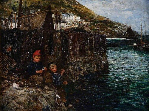 A Nibble (The Little Fishermen), 1902, John Robertson Reid