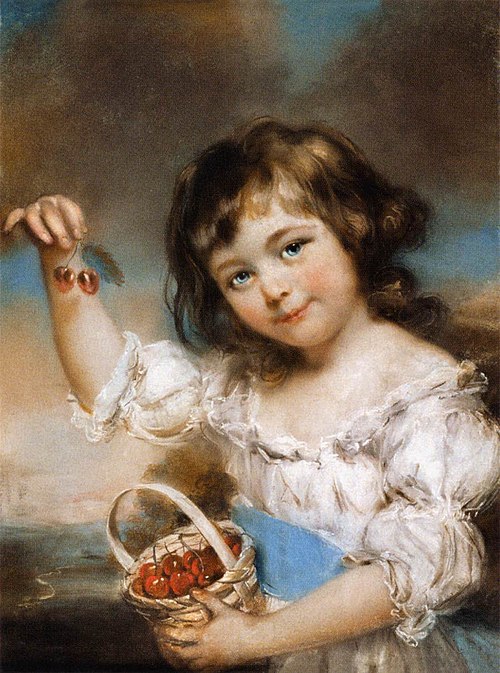 Petite fille tenant des cerises, 1780, John Russell