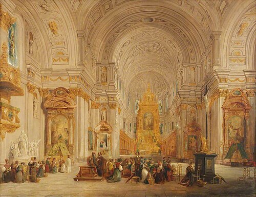 Interior of the Church of St Michael, Munich, Germany, 1843, John Scarlett Davis
