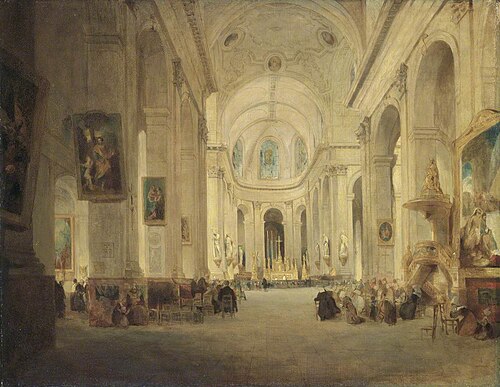 Interior of St Sulpice, Paris, 1834, John Scarlett Davis