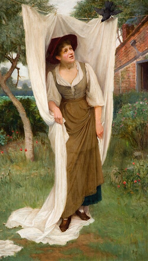 Laundress Startled by a Blackbird, 1891, John Scott