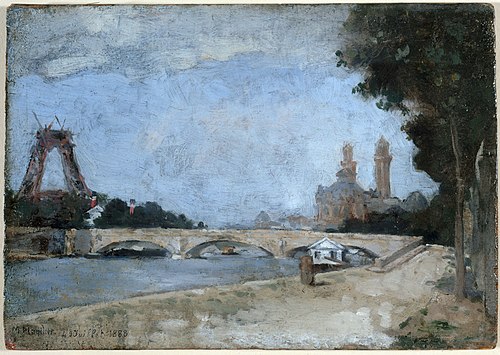 La Tour Eiffel en construction, vue du quai de la Conférence, 1888, Marc Mouclier