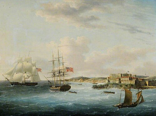 Naval Shipping off Castle Cornet, 1825, John Thomas Serres