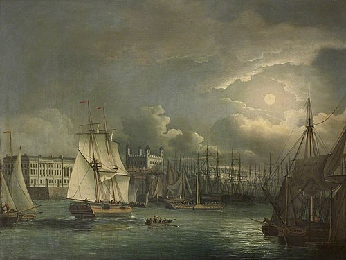 The Pool of London by Night, 1802, John Thomas Serres