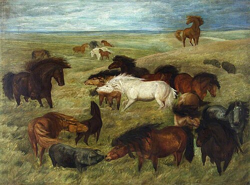 Wild Horses and Pigs, 1871, John Trivett Nettleship