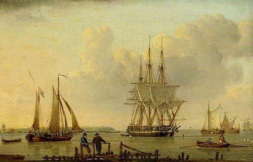 Shipping on a River Estuary, 1830, John Ward