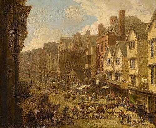 The High Street, Exeter, Devon, in 1797, 1797, John White Abbott