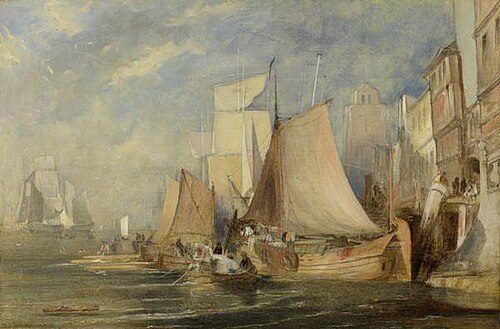 A Harbour Scene with Shipping, , John Wilson Ewbank