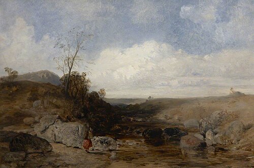 Landscape, Woman by River, 1850, John Wright Oakes