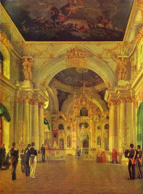 The Interior of the Great Church of the Winter Palace, 1829, Alexeï Tyranov