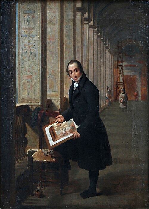 Le graveur Joseph de Meuleneester (1771-1836) au travail dans les loges de Raphaël au Vatican, 1813, Joseph François Ducq