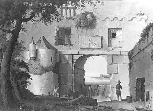 Italian Ruin on the Shores of a Lake, 1900, Josef August Knip