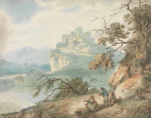 Castle and Figures in a Landscape, , Joseph Barber