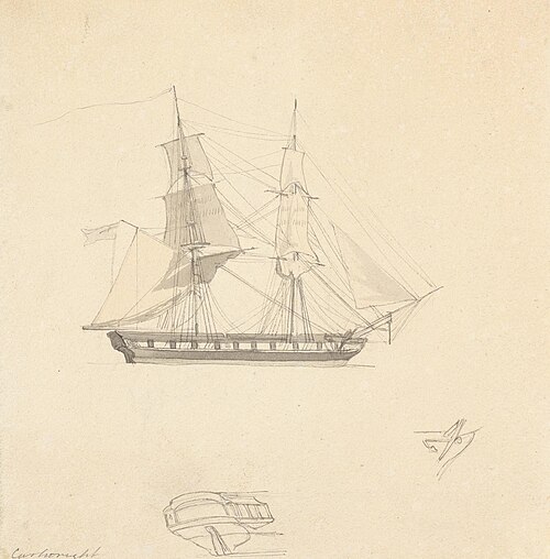 Single Brig; Sketches of Separate Stern and Rubber, , Joseph Cartwright