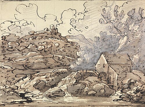 A Mill by a Waterfall, , Joseph Farington