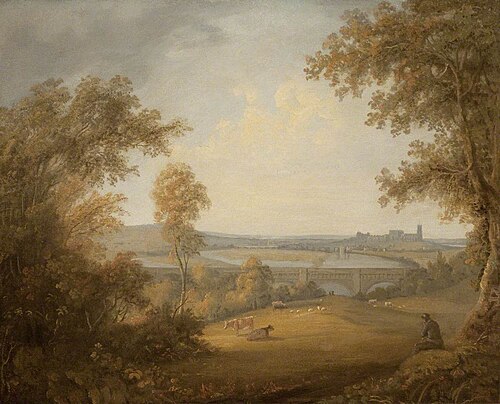 Lancaster from above the Aqueduct Bridge, 1790, Joseph Farington