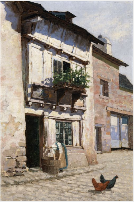 Village Street in Normandy, 1885, Joseph Malachy Kavanagh