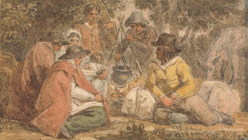 Country Folk Gathered Around a Cooking Pot, , Joshua Cristall