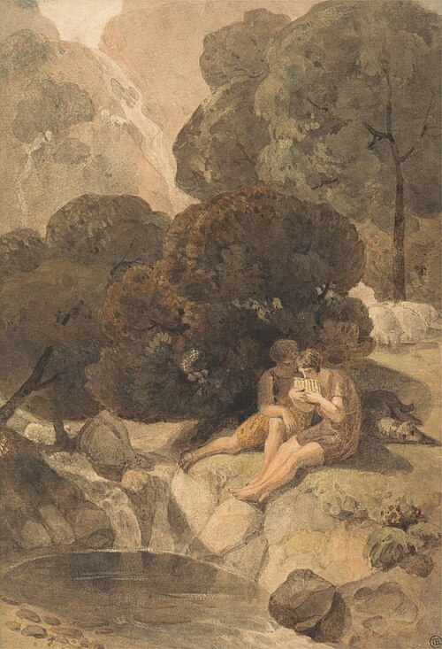 Arcadian Shepherds by a Pool, , Joshua Cristall