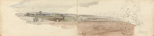 Open Landscape with Cathedral in Distance, , Joshua Cristall