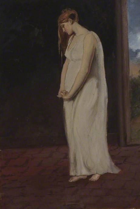 A Young Woman in White (Hands Clasped), , Joshua Cristall