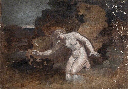 Female Figure Looking at a Reflection (verso), , Joshua Cristall