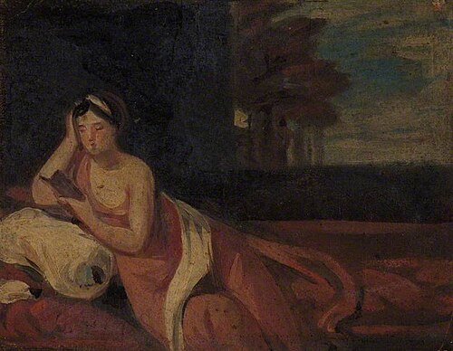 Reclining Woman, Reading, , Joshua Cristall