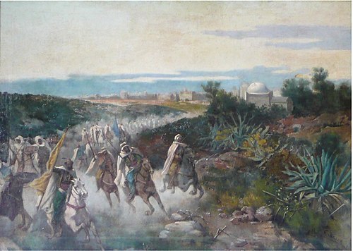 Moors running the gunpowder, 1860, Miguel Navarro Cañizares