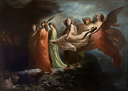 Santa Catalina transportada por los ángeles, 1866, Miguel Navarro Cañizares