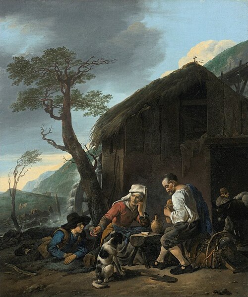 A Watermill with Peasants Taking Refreshments, , Johannes Lingelbach