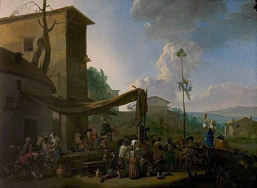 A Village Festival, Peasants Merrymaking Outside an Inn, , Johannes Lingelbach