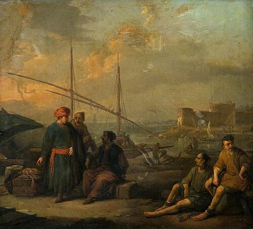 A Harbour, with Figures in Oriental Costume, , Johannes Lingelbach