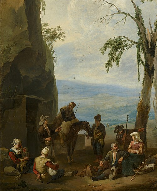 Paysage italien avec paysans au repos, 1550, Johannes Lingelbach