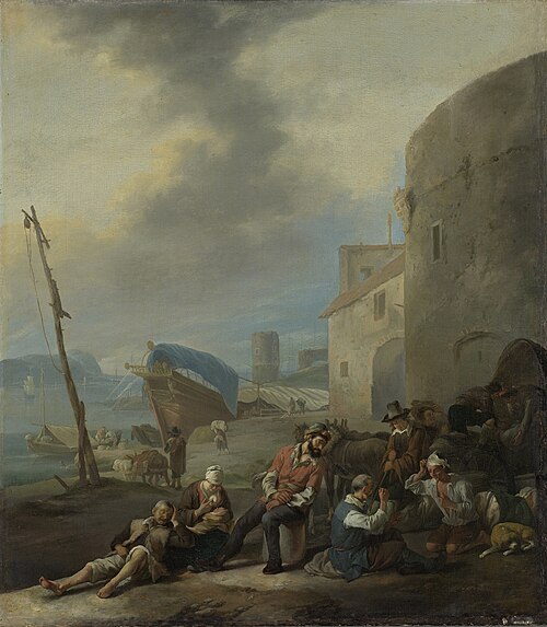 Italian harbor, 1650, Johannes Lingelbach