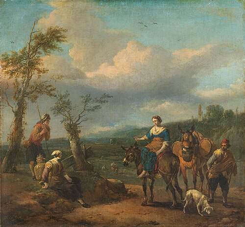 Italian landscape with figures, 1650, Johannes Lingelbach