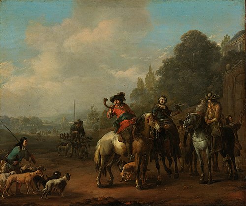 The return from the hunt, 1650, Johannes Lingelbach