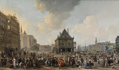 Dam Square with the new Town Hall under Construction, 1656, Johannes Lingelbach
