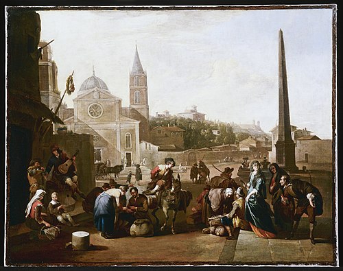 The Piazza del Popolo, Rome, 1660, Johannes Lingelbach