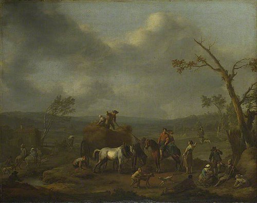 Peasants loading a Hay Cart, 1664, Johannes Lingelbach