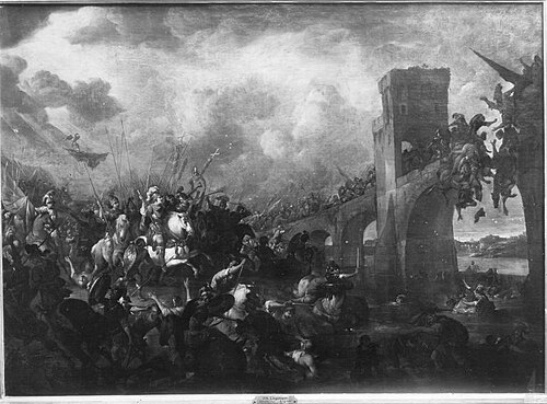 Constantine's victory in the battle of the Milvian Bridge, 1673, Johannes Lingelbach