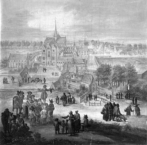 Marktschreier vor einem Schloss (?), 1648, Johannes Lingelbach