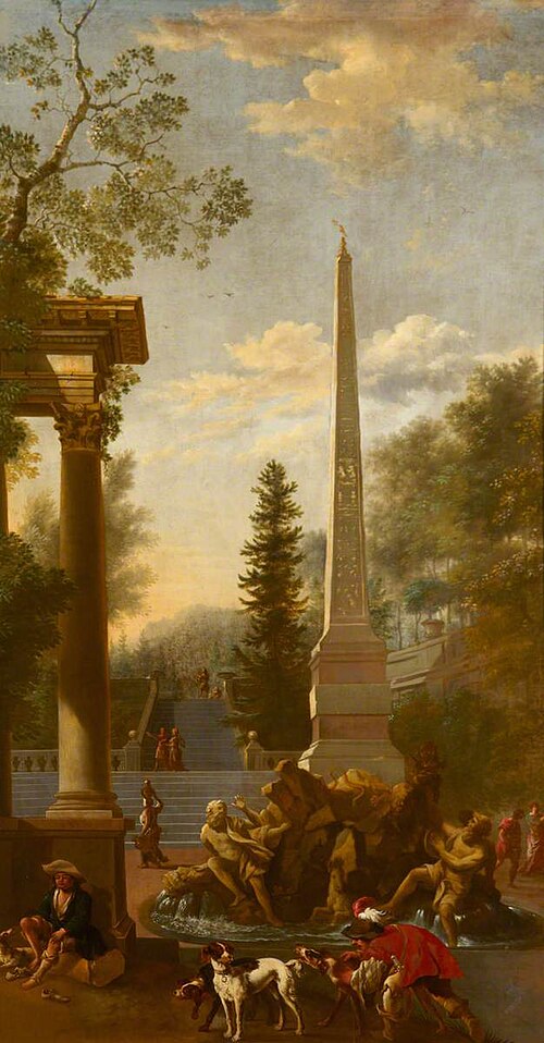 A Capriccio with Bernini's Central Fountain of the Piazza Navona, Rome, 1659, Johannes Lingelbach