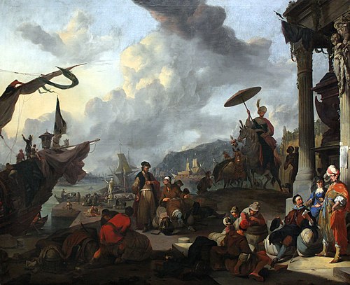 Mediterranean Harbour Scene, 1669, Johannes Lingelbach