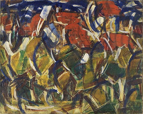 Rote Dächer unter Bäumen, 1913, Christian Rohlfs