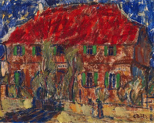 House with a Red Roof, 1912, Christian Rohlfs