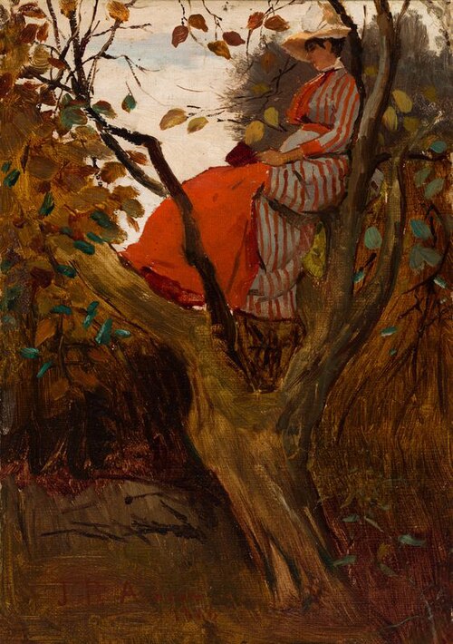A woman seated in a tree, 1888, Julian Ashton
