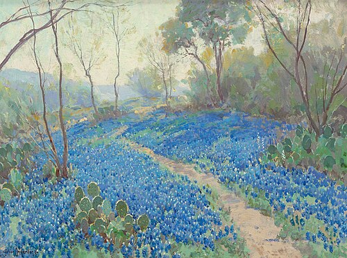 A Hillside of Blue Bonnets- Early Morning, Near San Antonio Texas, 1916, Julian Onderdonk